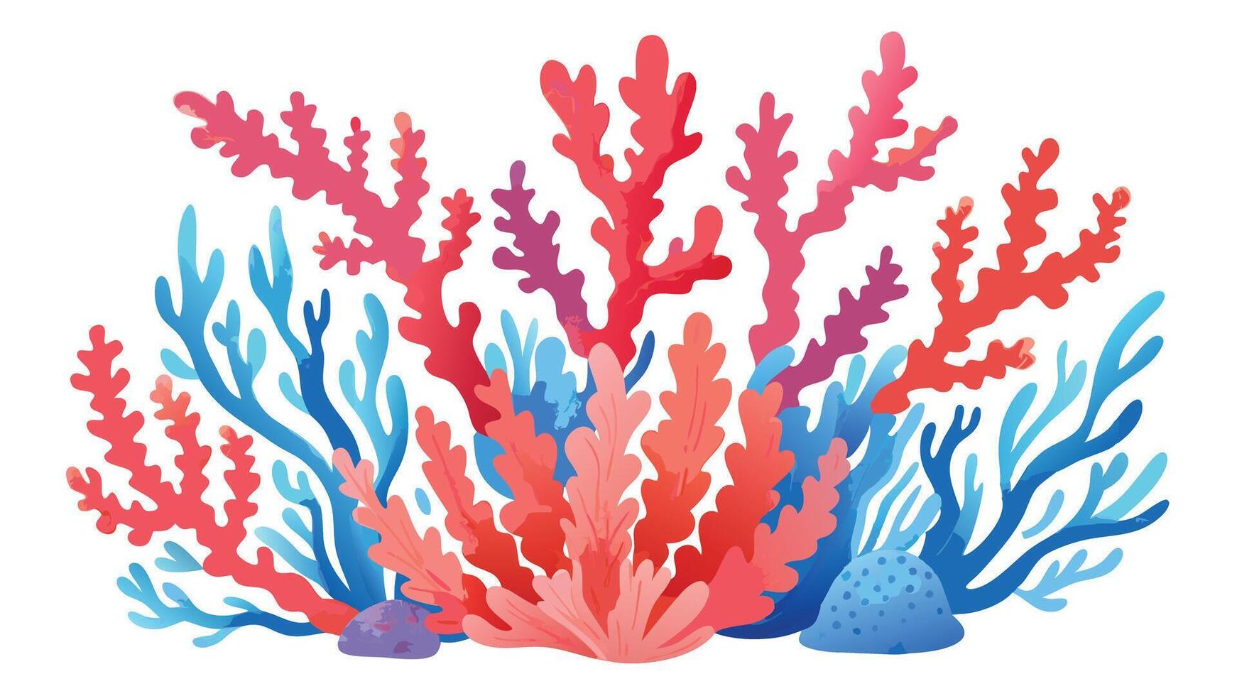 Colorful corals, white background, wallpaper coral reef with colorful corals and other sea life vector