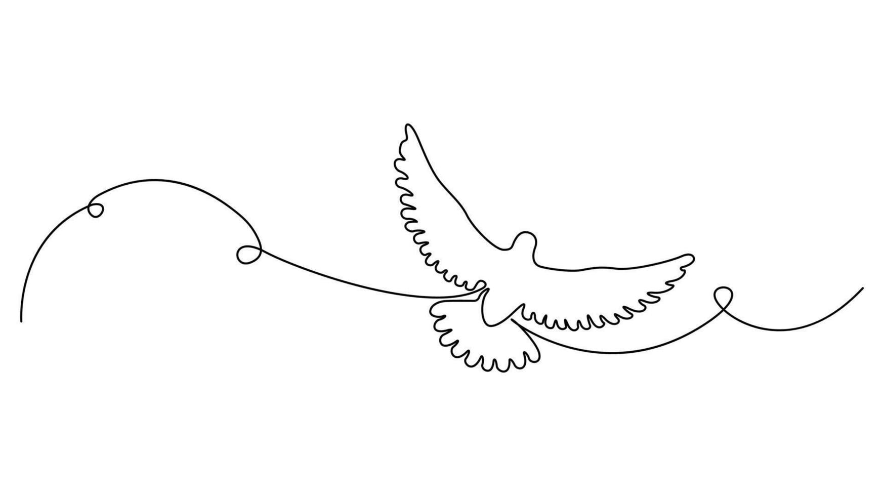 Continuous One Line Drawing of a Soaring Dove vector