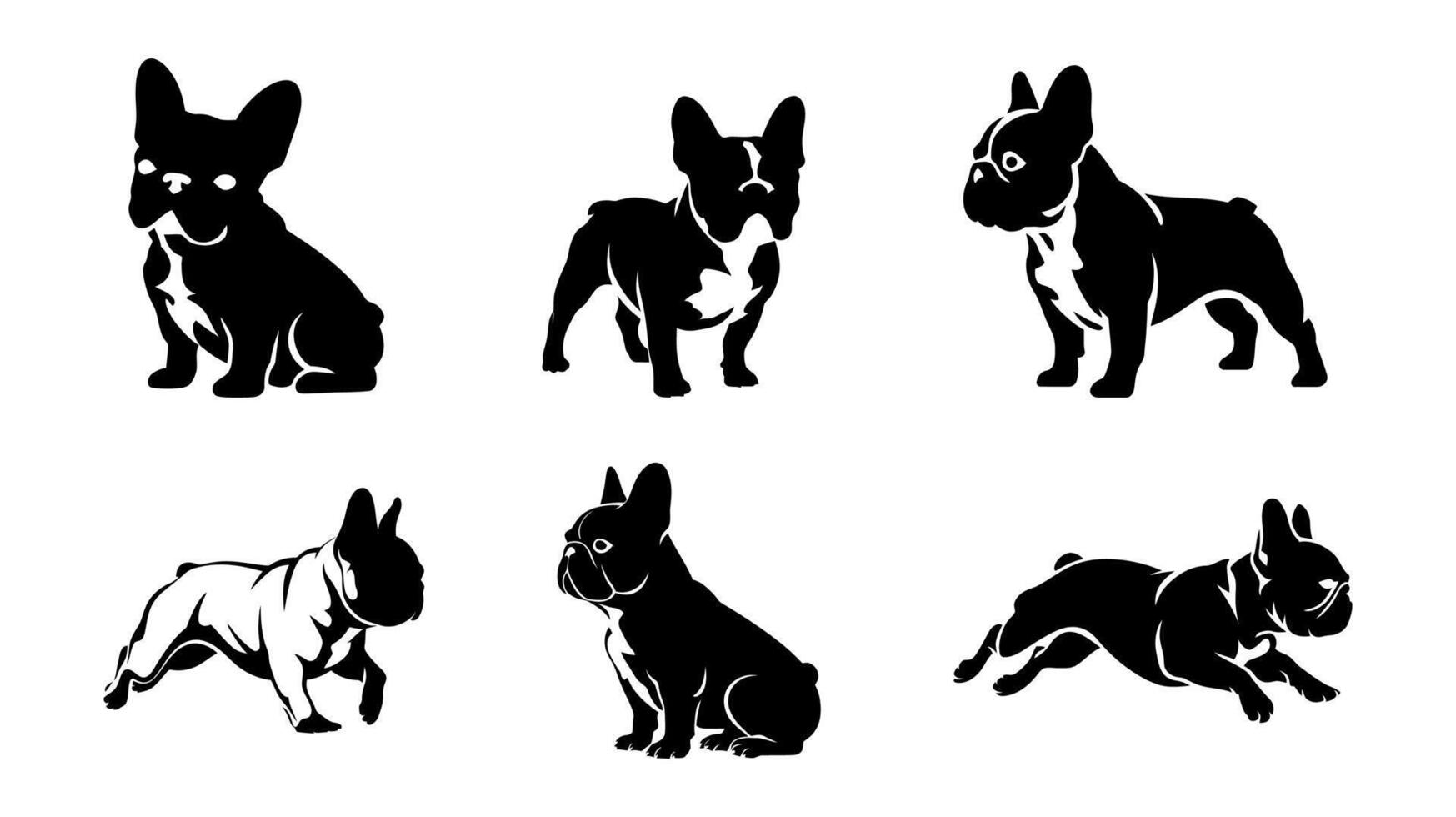 Stylish French Bulldog Silhouettes in Various Poses vector