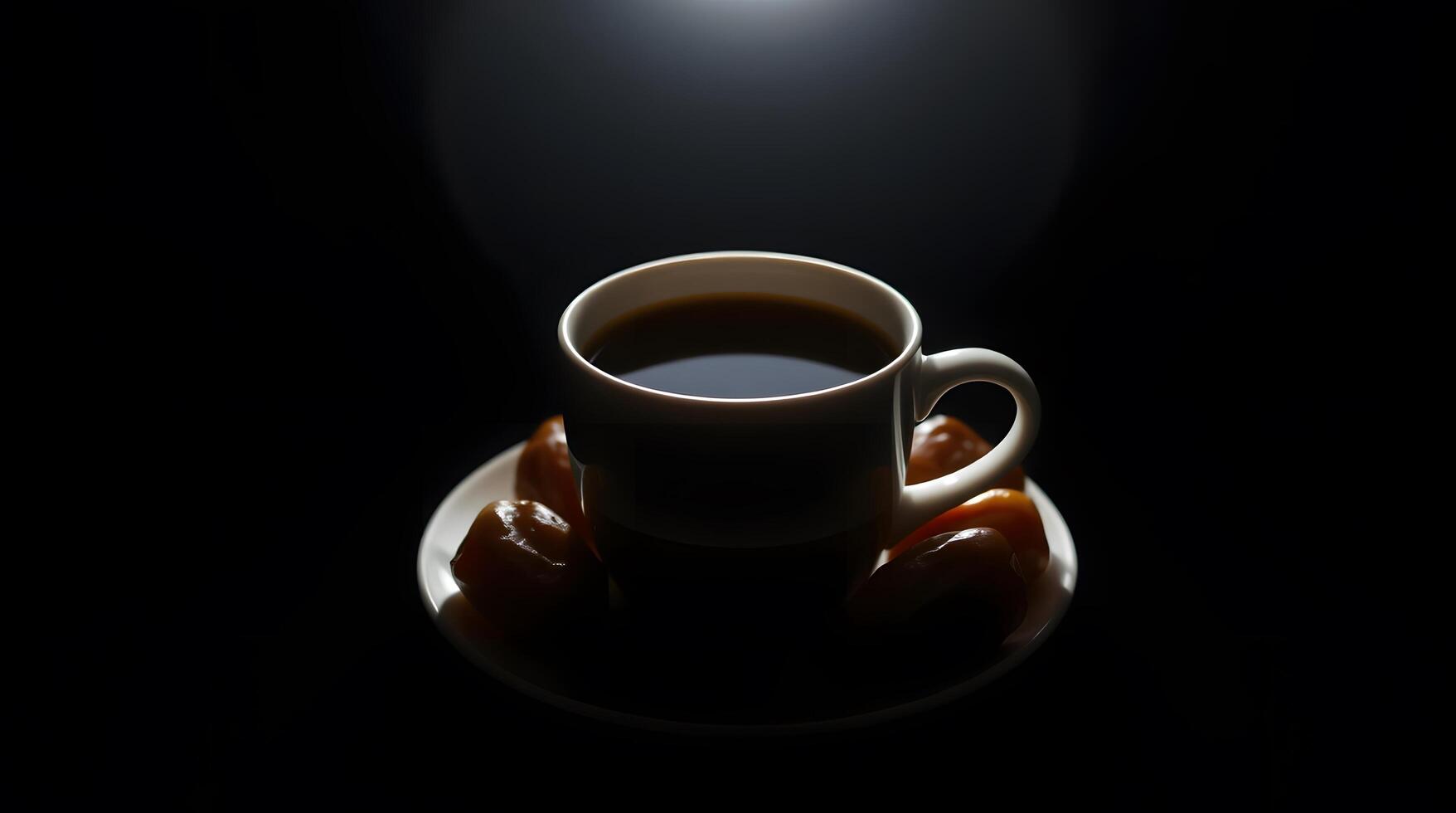 Silhouetted Coffee Cup with Dates A Dark, Moody Still Life photo