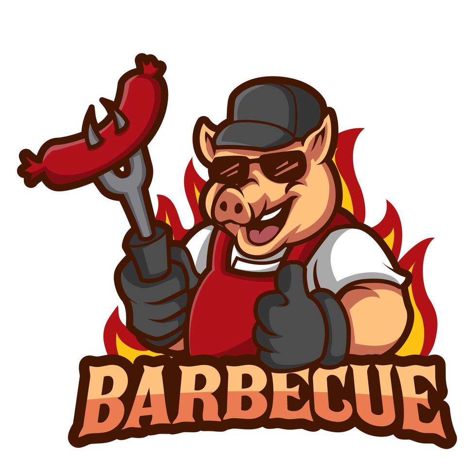 Babi's Blazing BBQ, The Sausage Chef Mascot vector