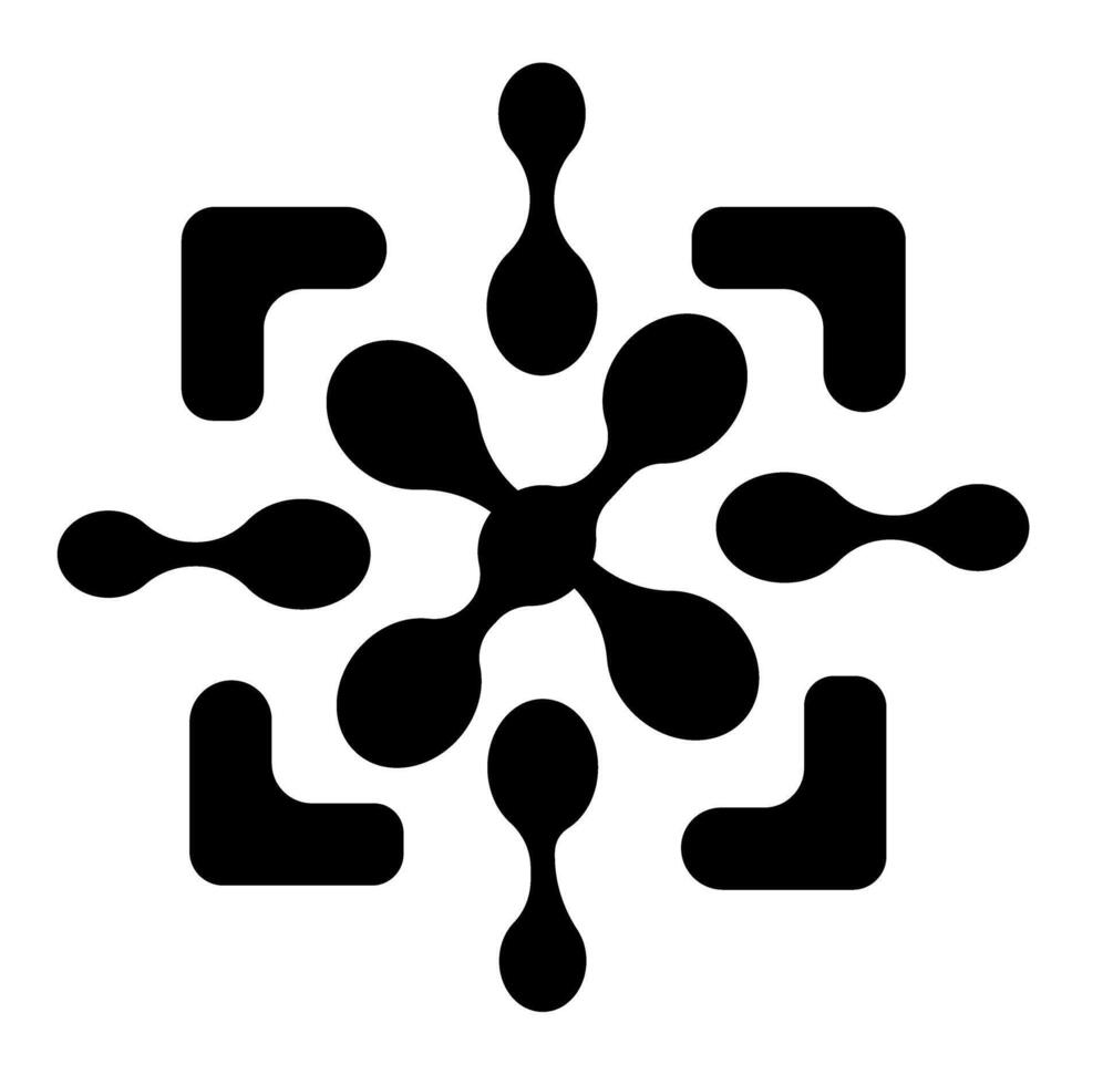 minimalista composición con conectado metaball puntos en negro color vector