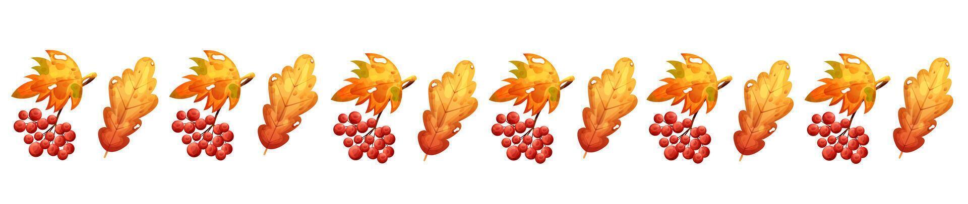 Autumn seamless horizontal borser with yellow dry leaves vector