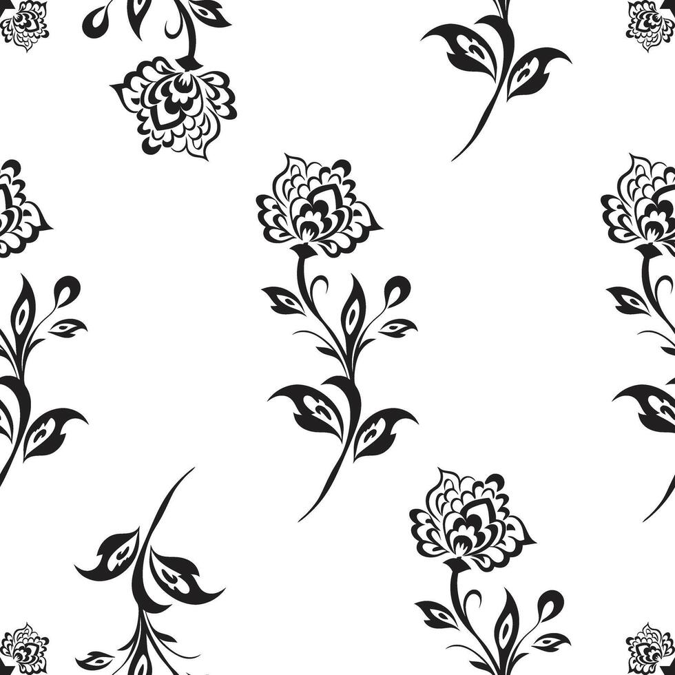 Floral Black and White Diamond Patterns Geometric Design vector