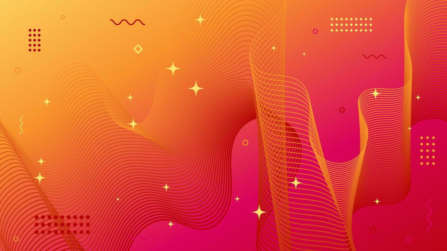 Abstract red gradient background of flowing element trend design. Warm color palette. vector