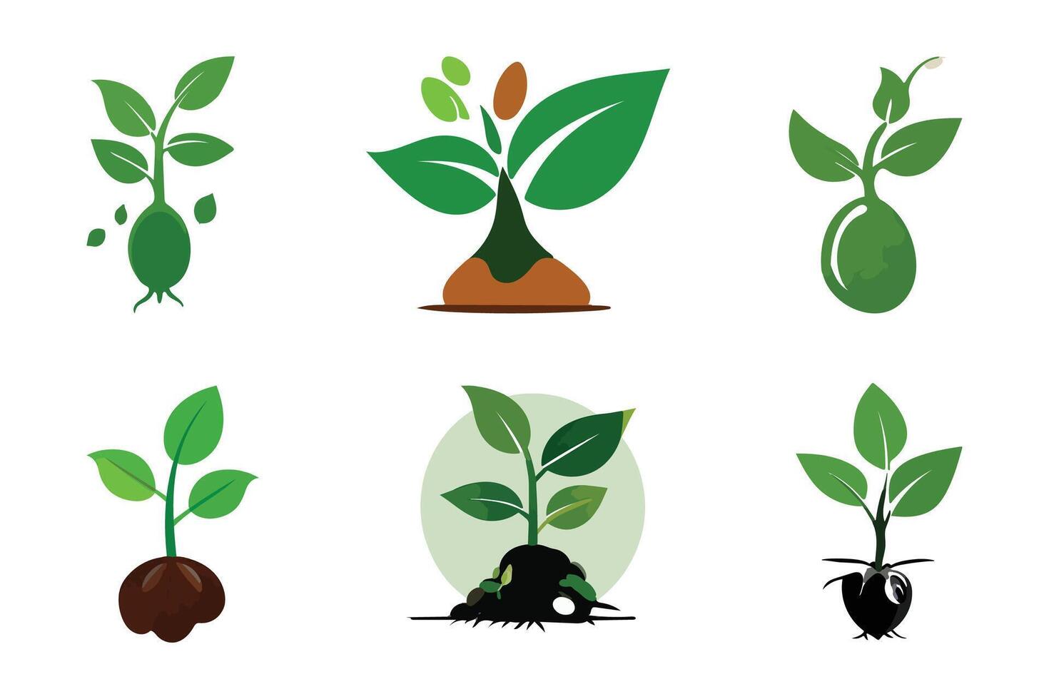 Collection of Various Sprout and Plant Illustrations vector