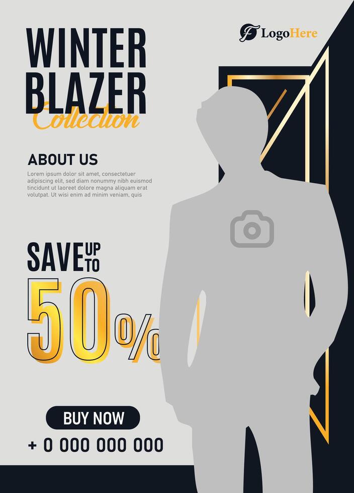 Winter blazer sell flyer and social media advertisement template vector