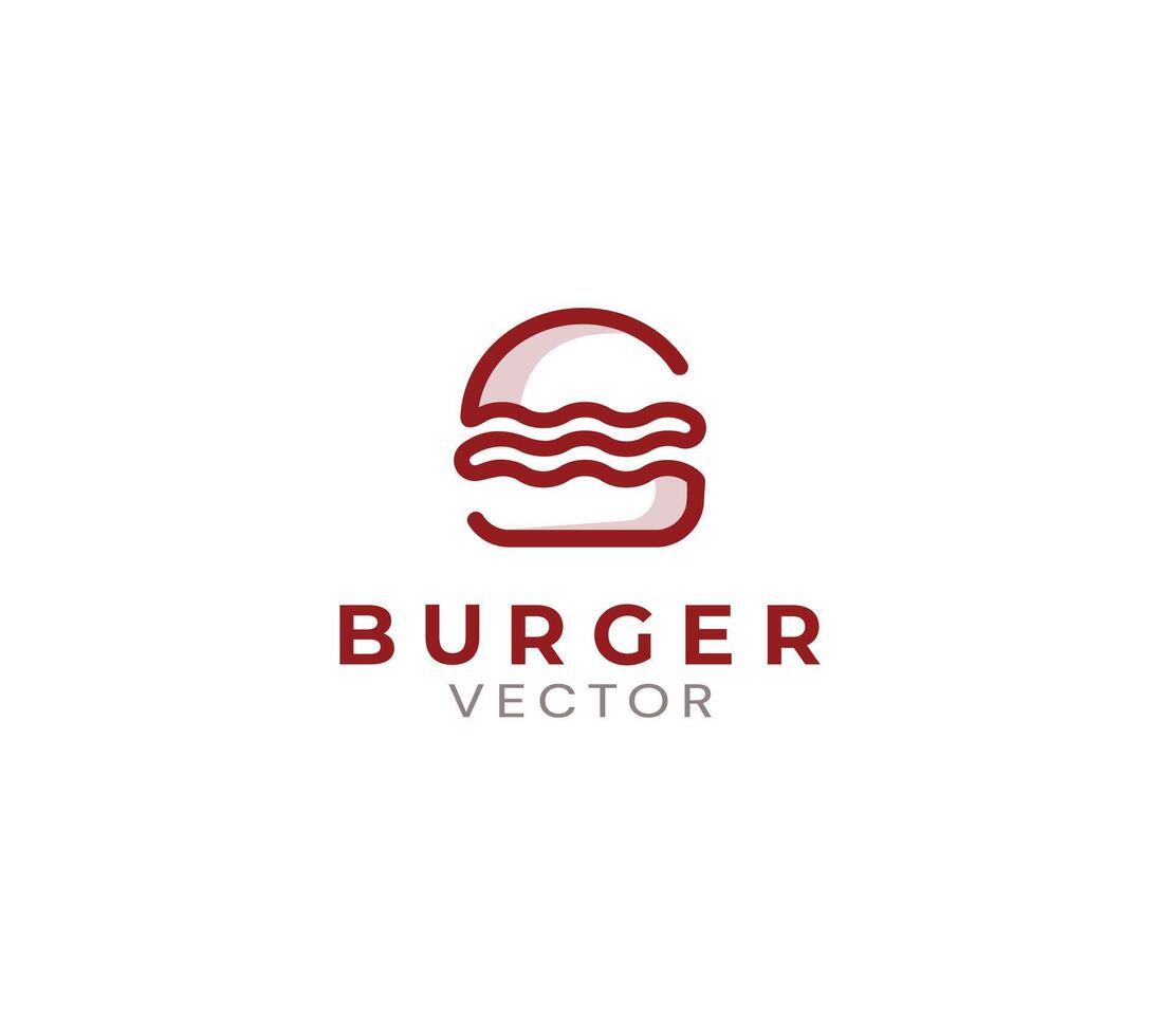 Burger house line art logo design vector