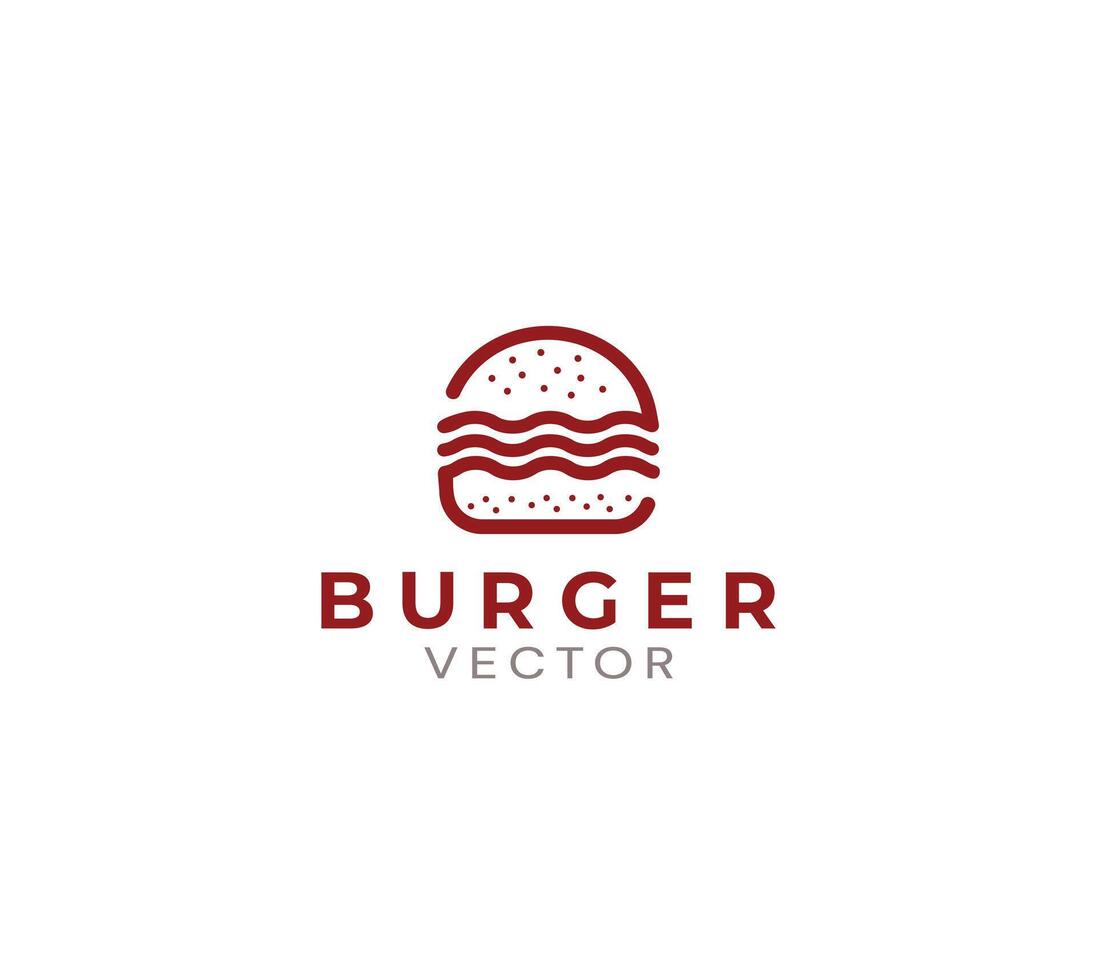 Line art burger icon art vector