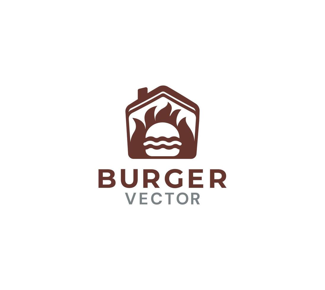 Burger house fire icon design vector