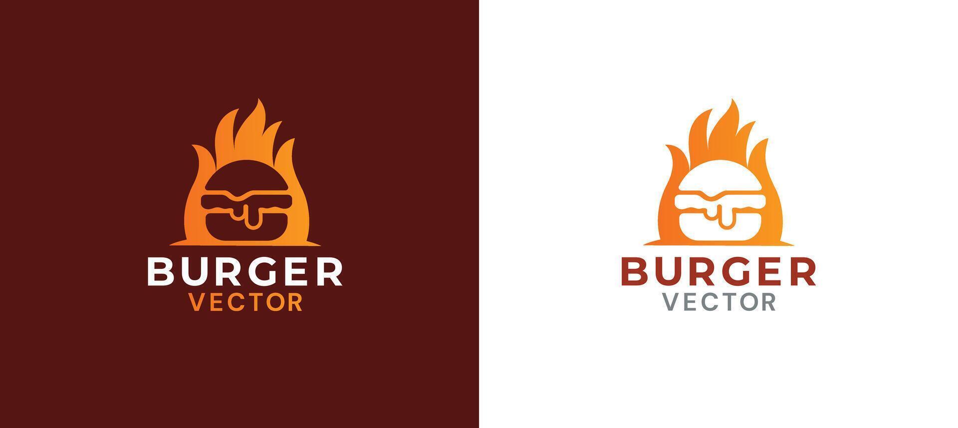 Fire burger logo vectors design