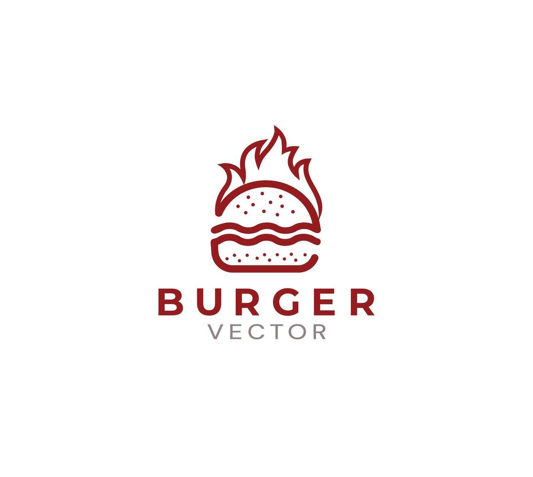 Line art burger logo vectors design