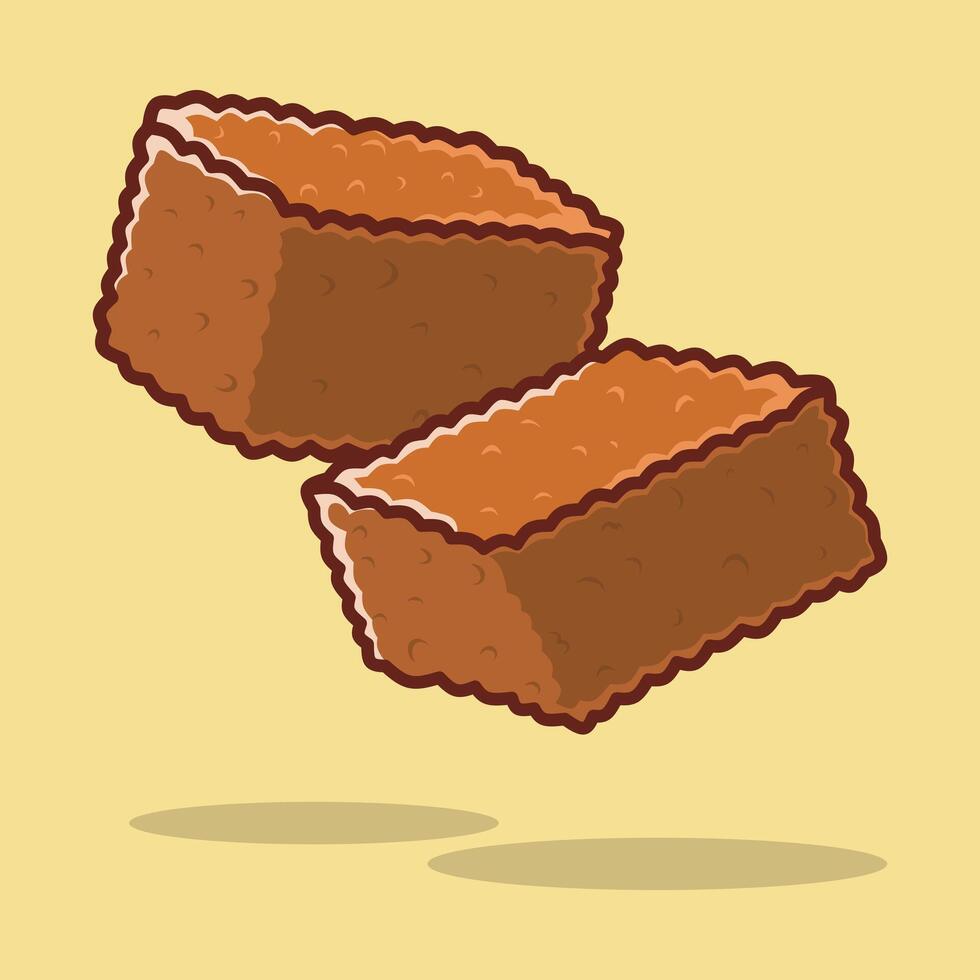 Wajik cute cartoon. Wajik is a traditional Indonesian food made from sticky rice, palm sugar and coconut milk. Wajik is usually found at events and Ramadan moments. vector