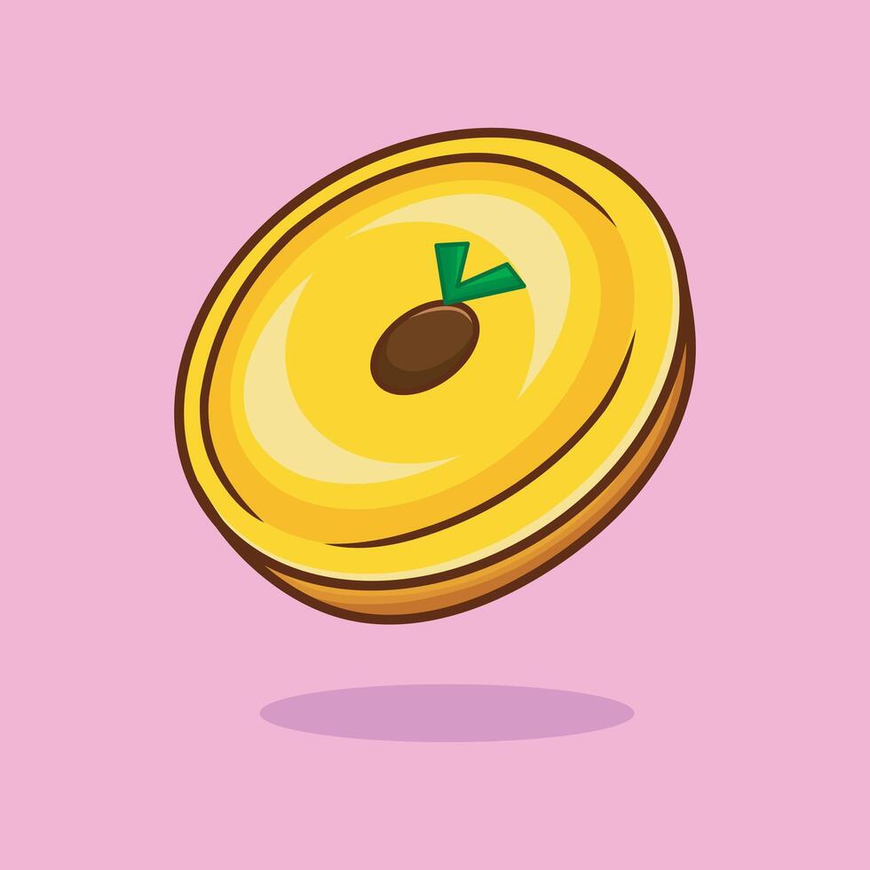 Cartoon illustration of mud cake, a unique Indonesian traditional food that can be found during the month of Ramadan. vector