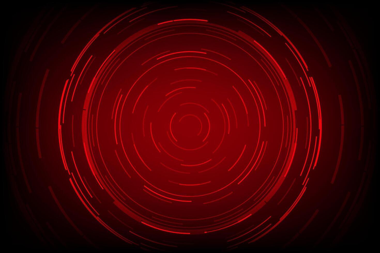 Red spiral abstract background with swirling patterns. Technology circle glow. Cyber button highlights virtual futuristic. vector