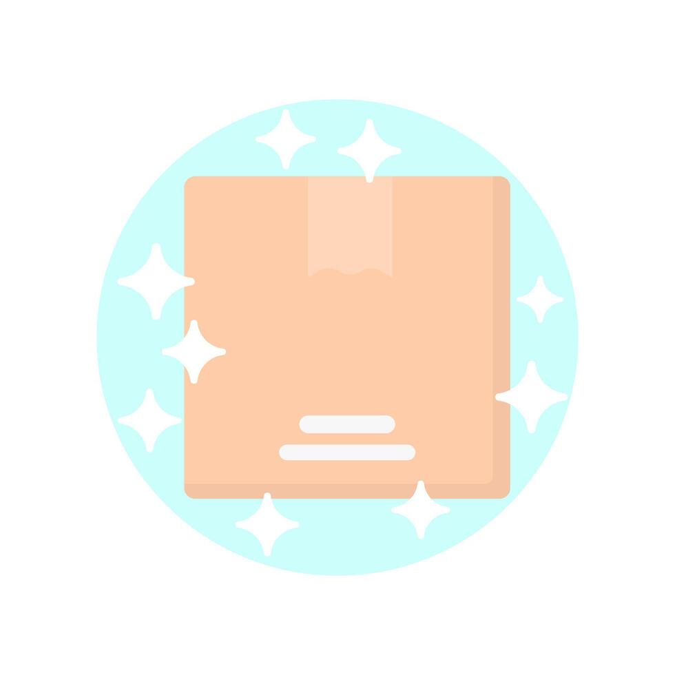 delivering box icon with sparkles on a white background. Flat design illustration. graphics vector