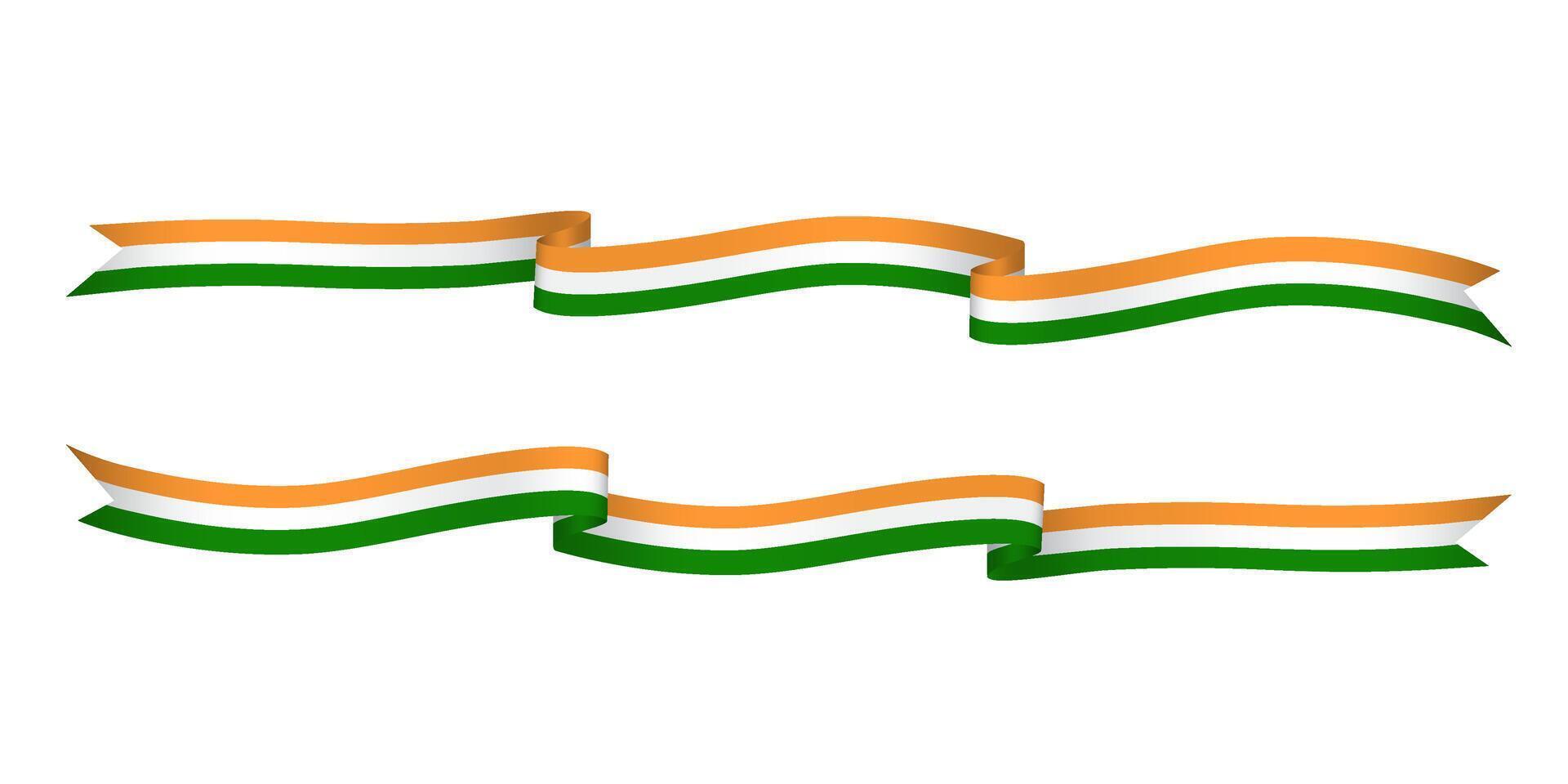 Shiny wavy ribbon with India's national flag color vector