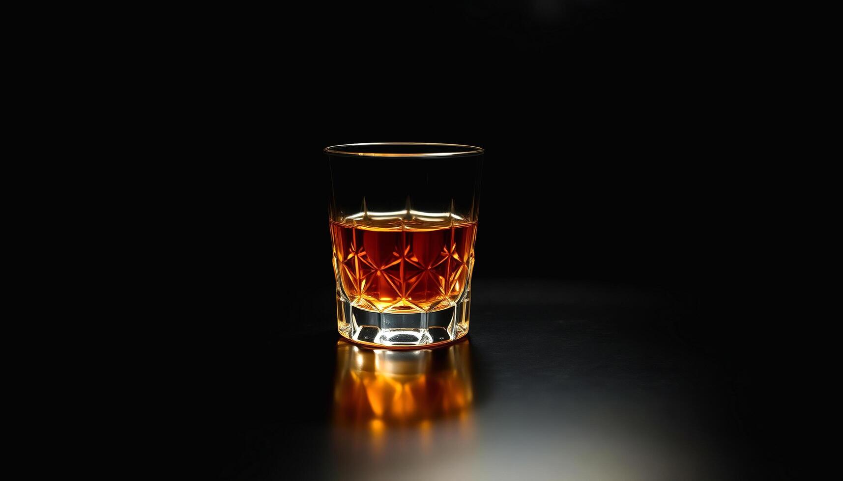 a shot of whiskey on a black background photo