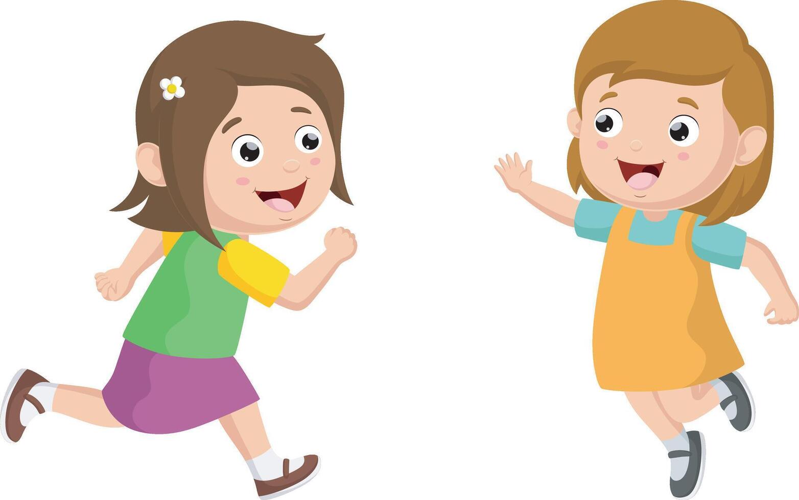 Cute happy little girl cartoon vector