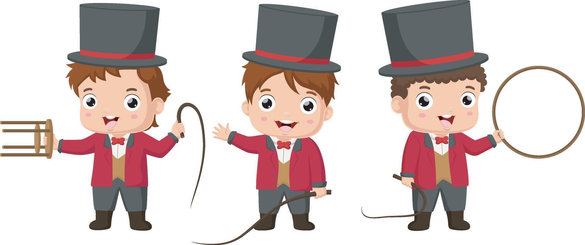 Set of cute circus trainer cartoon vector