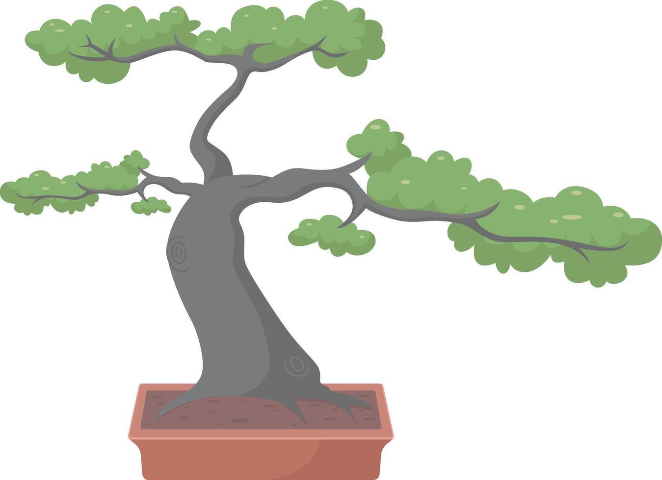 Cartoon big tree in a potted vector