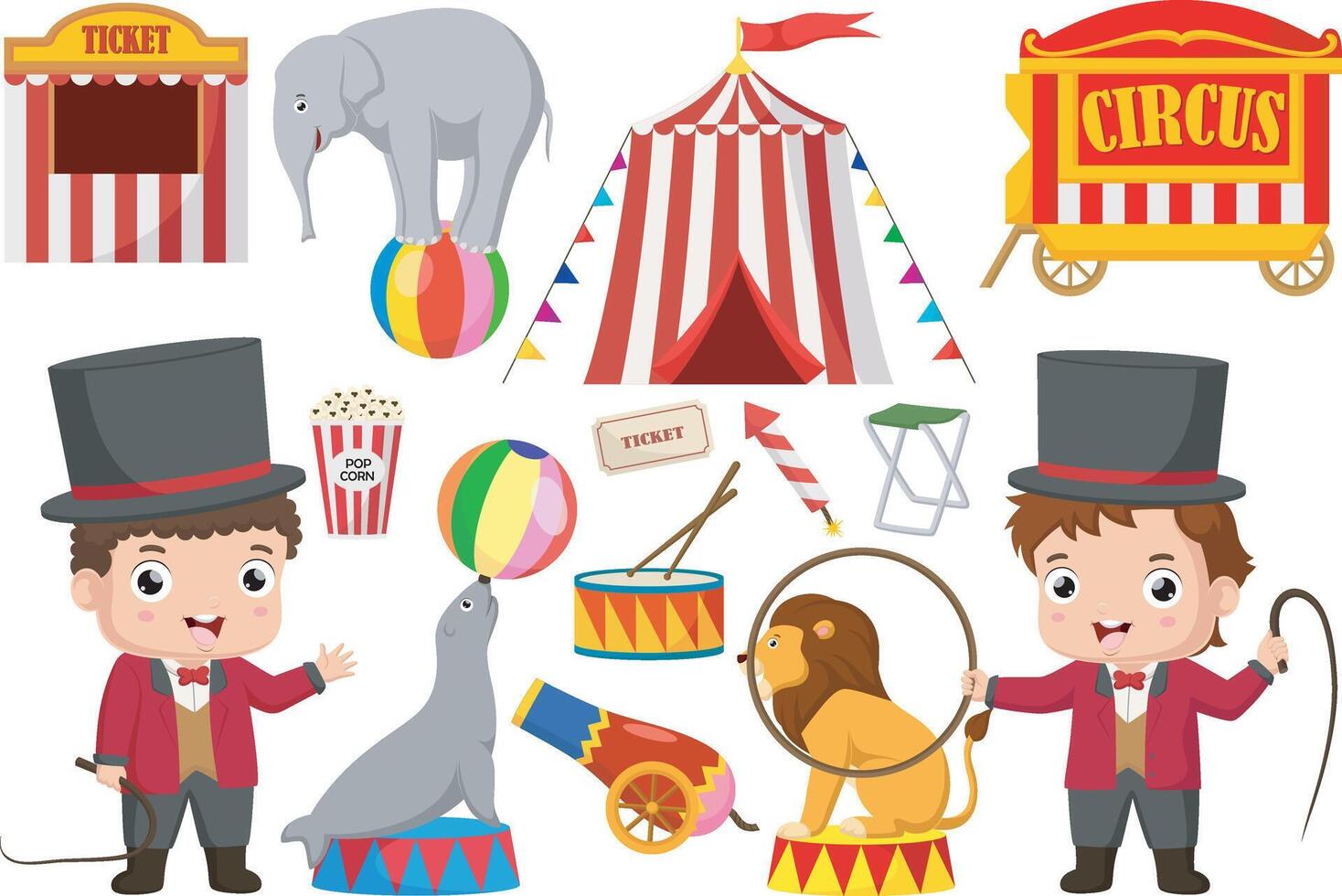 Cute tamer cartoon with circus elements cartoon vector
