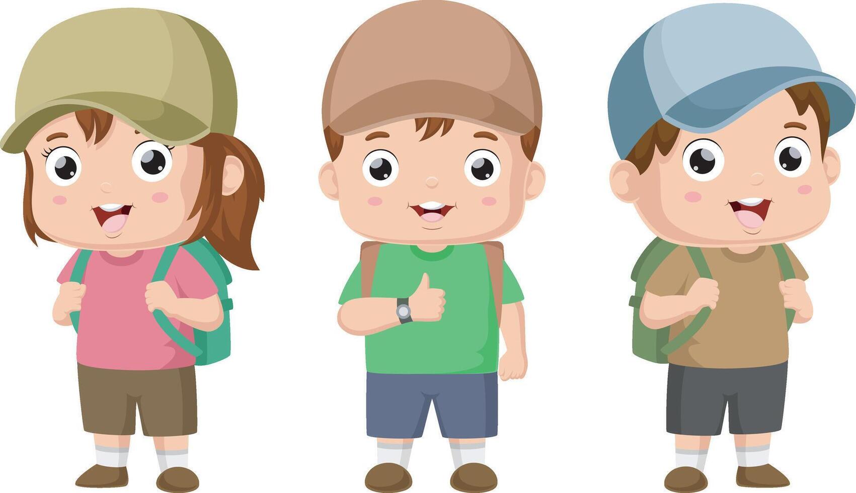 Happy school kid on white background vector
