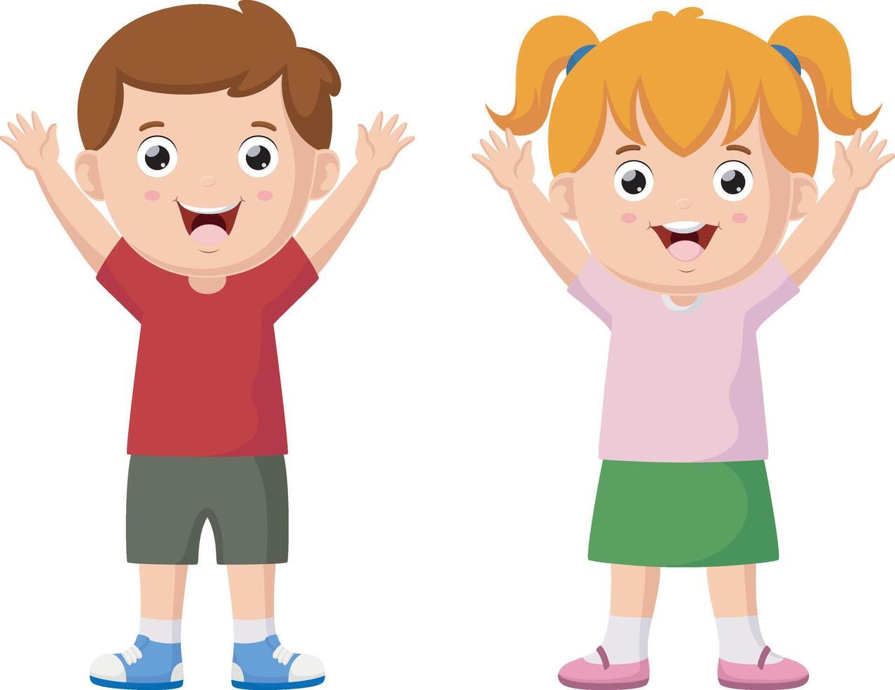 Cute happy little boy and girl vector