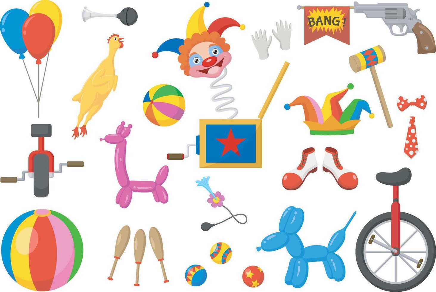Colorful clown element on white background vector