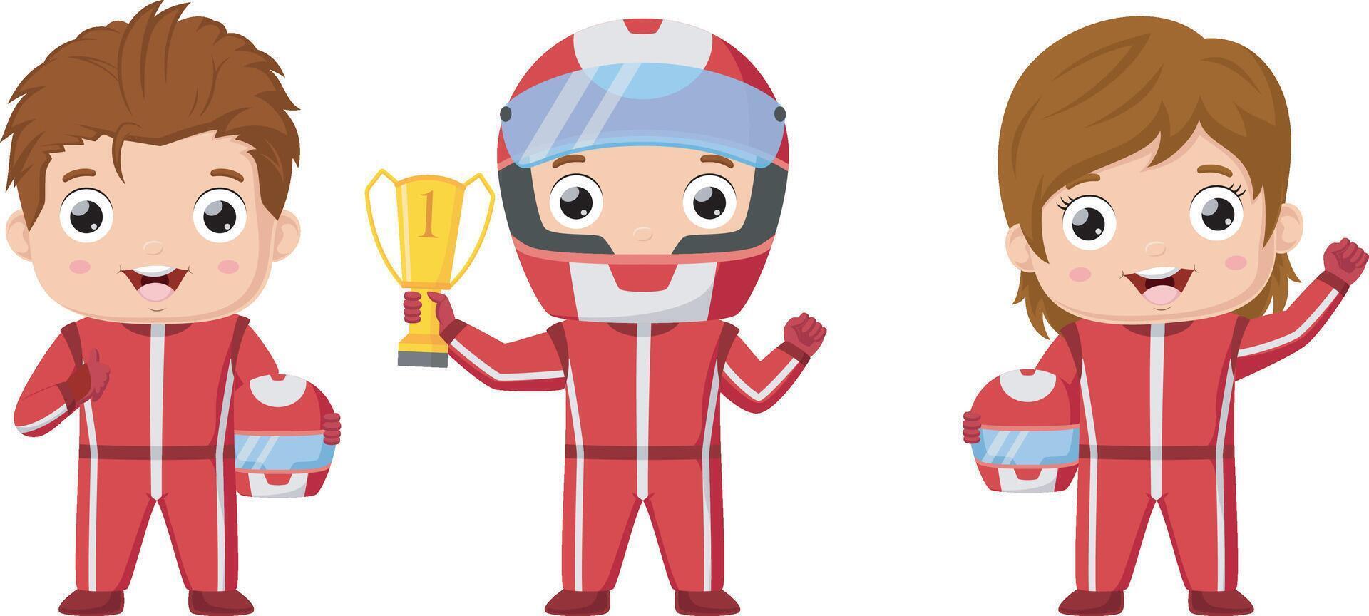 Set of racing car kid on a white background vector
