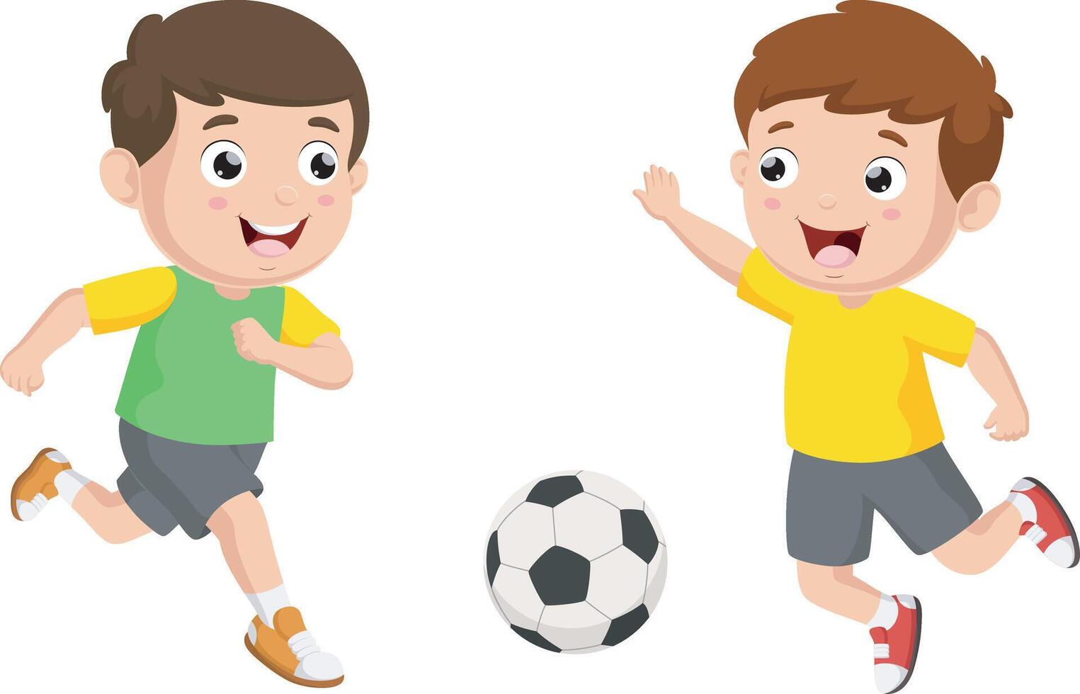 Cute little kids playing soccer vector