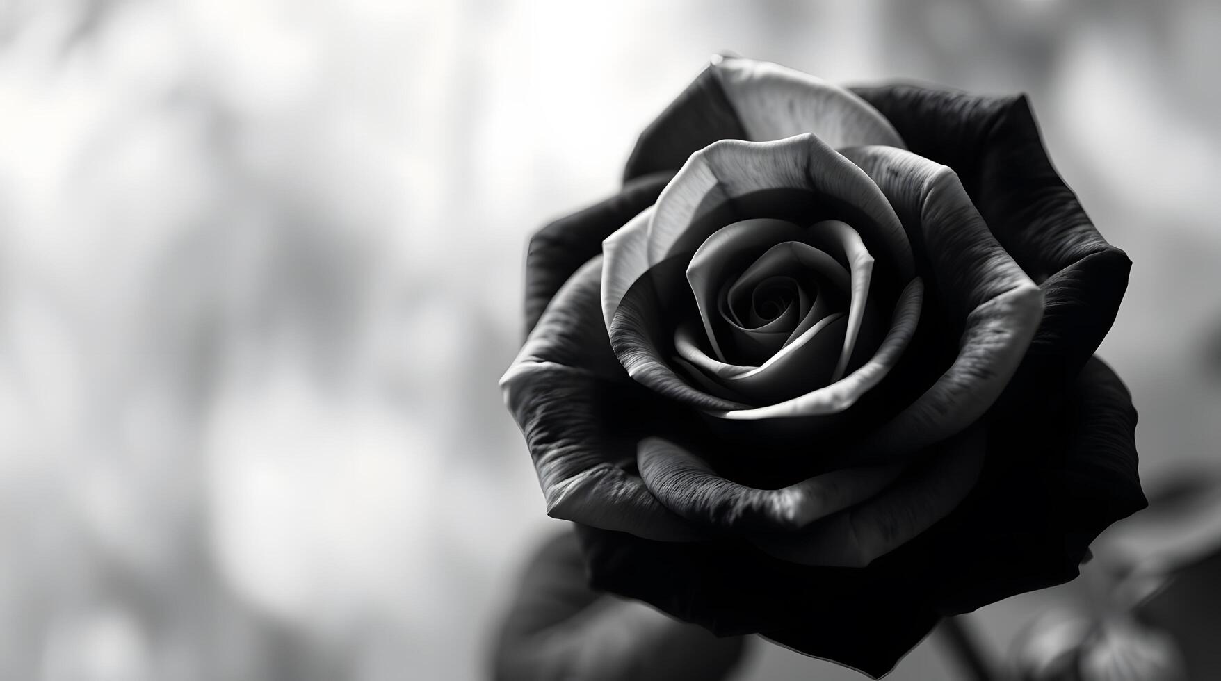 Elegant Rose Blossom in Black and White Moody Floral Composition photo