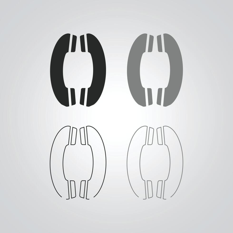 Call receiver icon is also outlined with a silver background vector