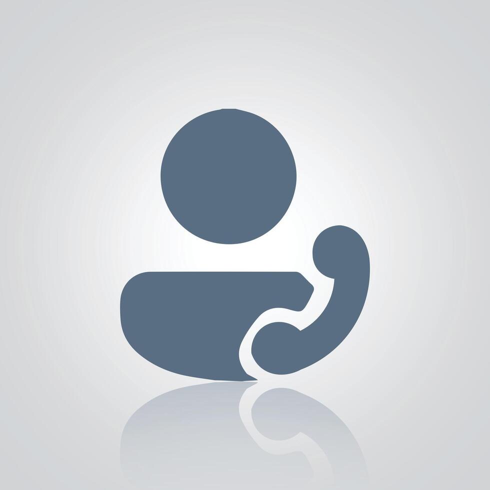 Generic person call icon, with sliver background vector
