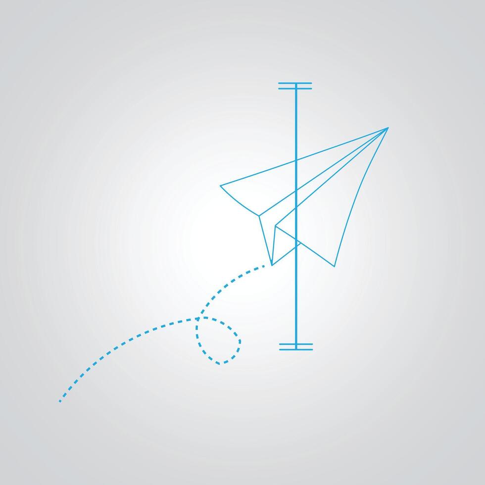 Paper plane blue outline social media concept transportation Illustration art vector