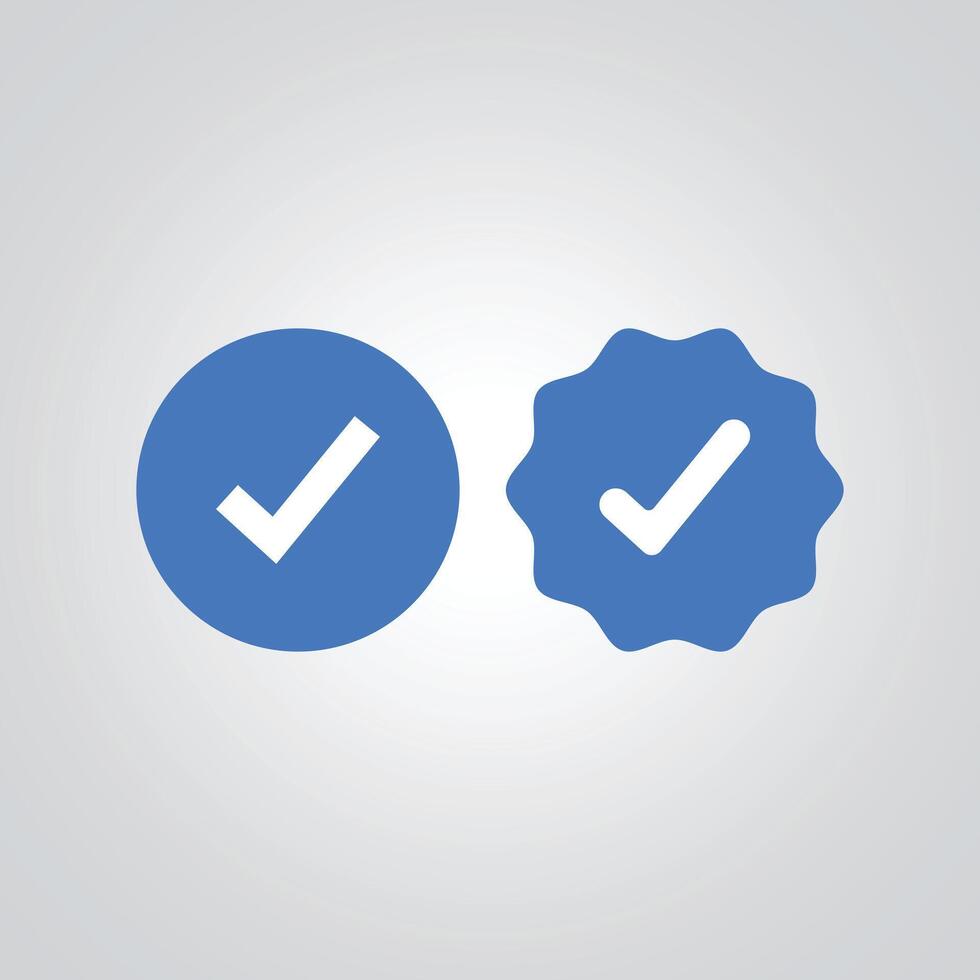 Blue Verified Badge in different shapes, silver background vector