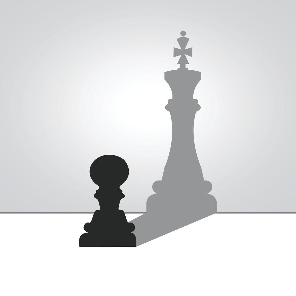 Think like a king concept, leadership, social media concept ides, chess pieces vector