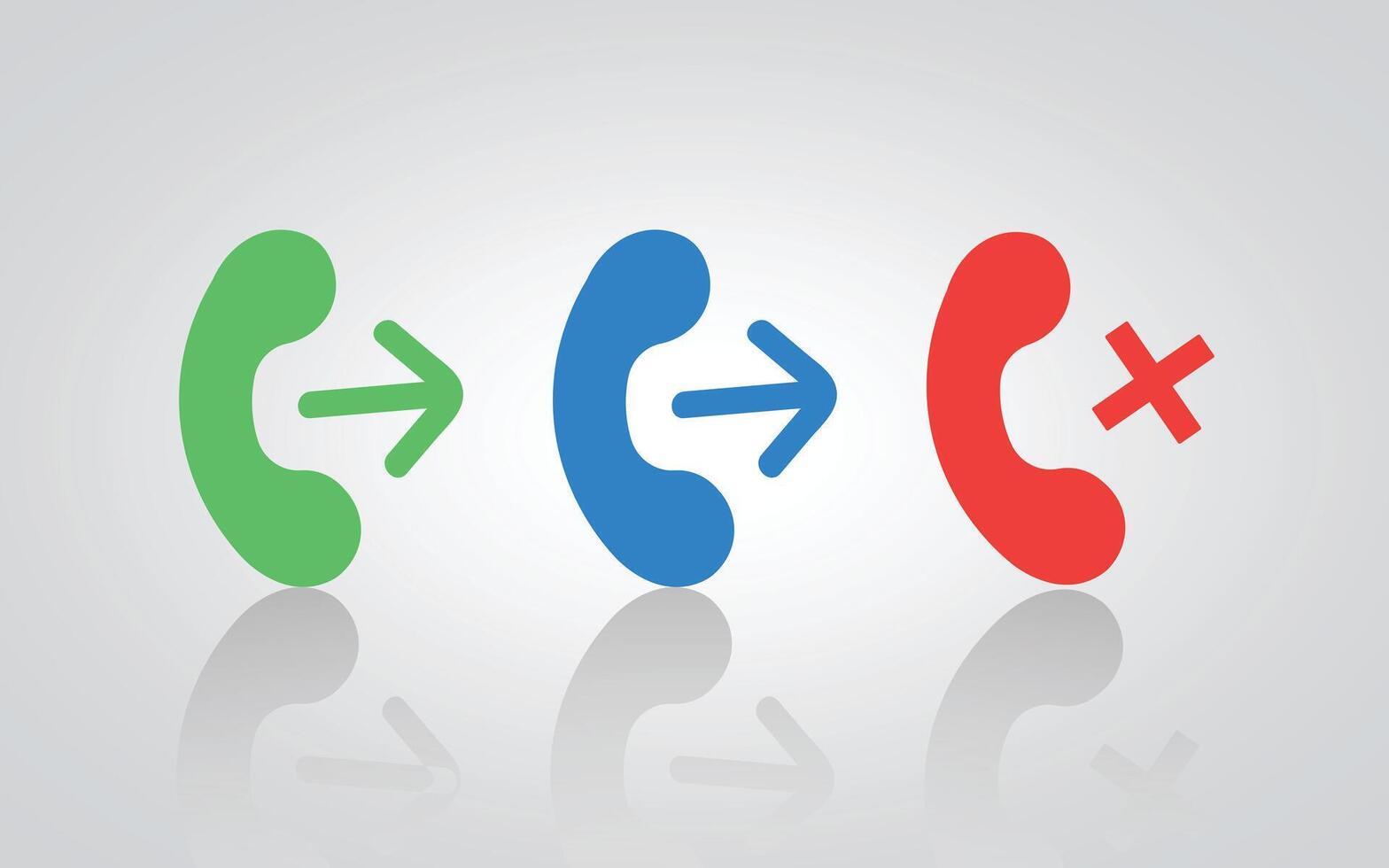 Call receiver action icons and signs, with a silver background vector