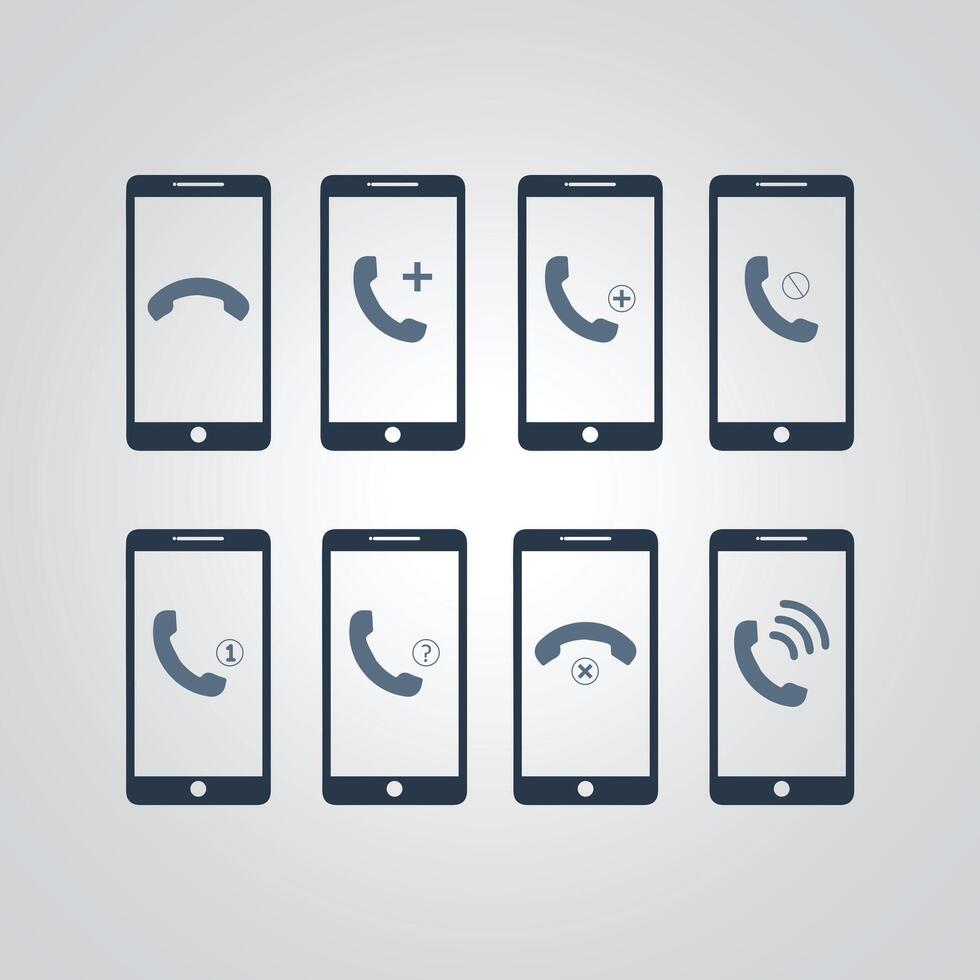 Set of smartphone mobile phone action cellphone technology communication internet device touchscreen wireless vector