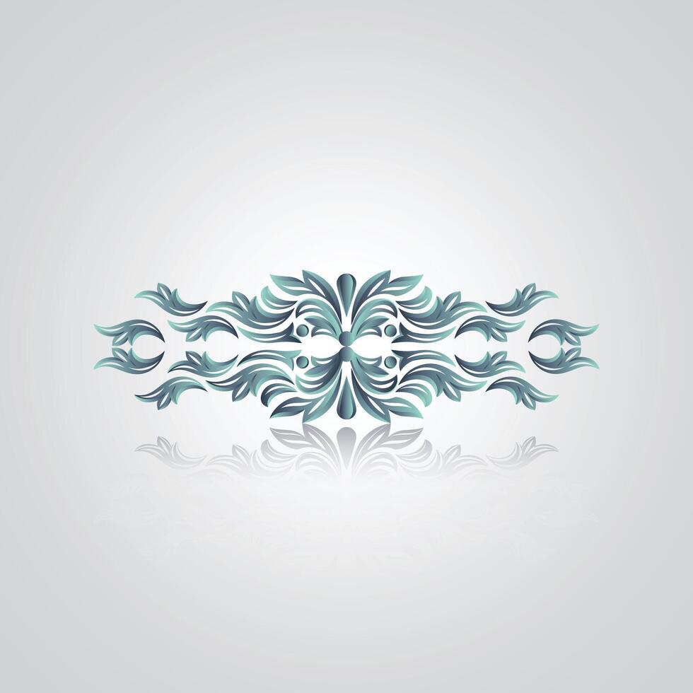 a decorative design of calligraphy with a flower on it, with a silver abstract background vector