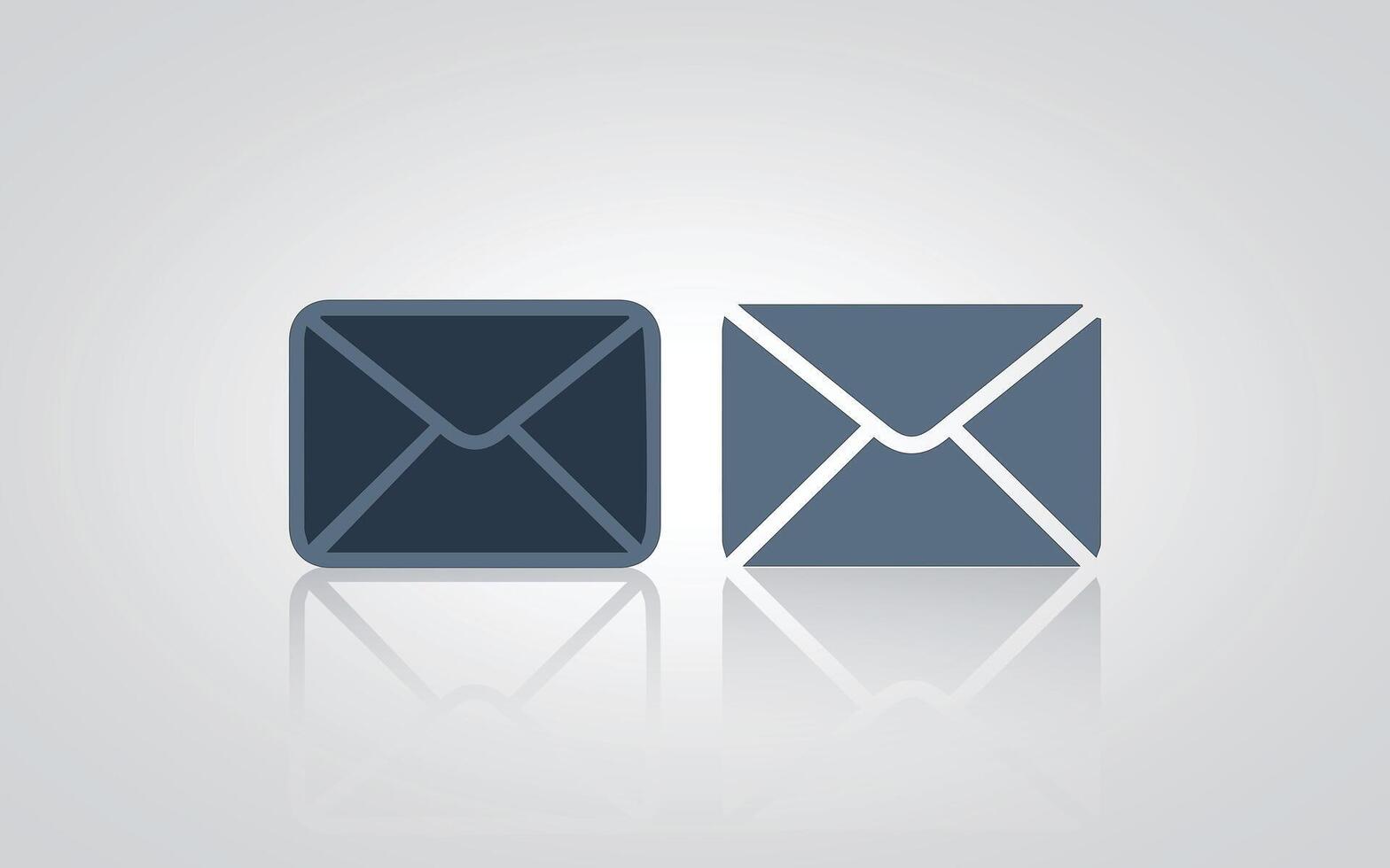 Set of email icons, eimail signs with silver background vector