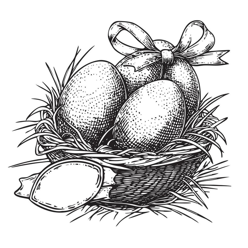 Easter eggs in the nest vector