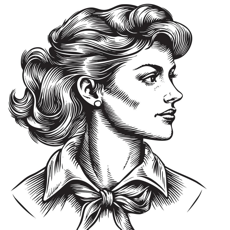 A woman with a bow tie in her hair vector