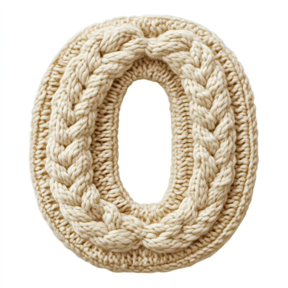 Knitted number zero decorative home accent cozy living room textile art warm environment close-up creative design photo