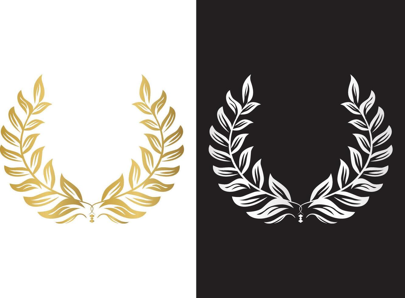 Beautifully shaped leaves, laurel, luxury vintage frame icon vector