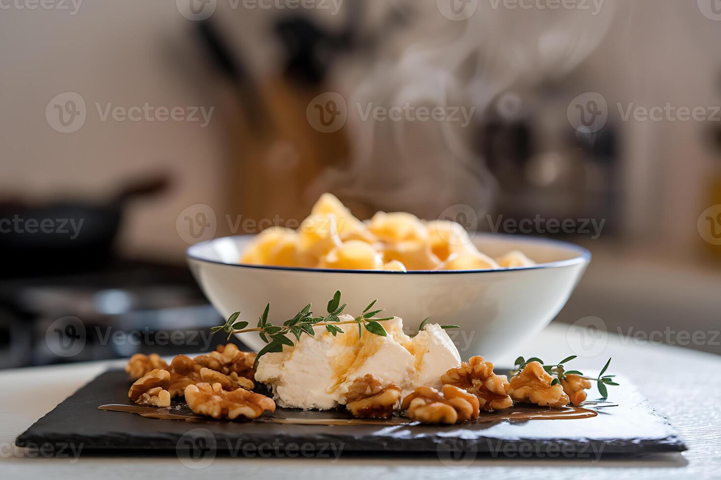 A bowl of food on a table photo