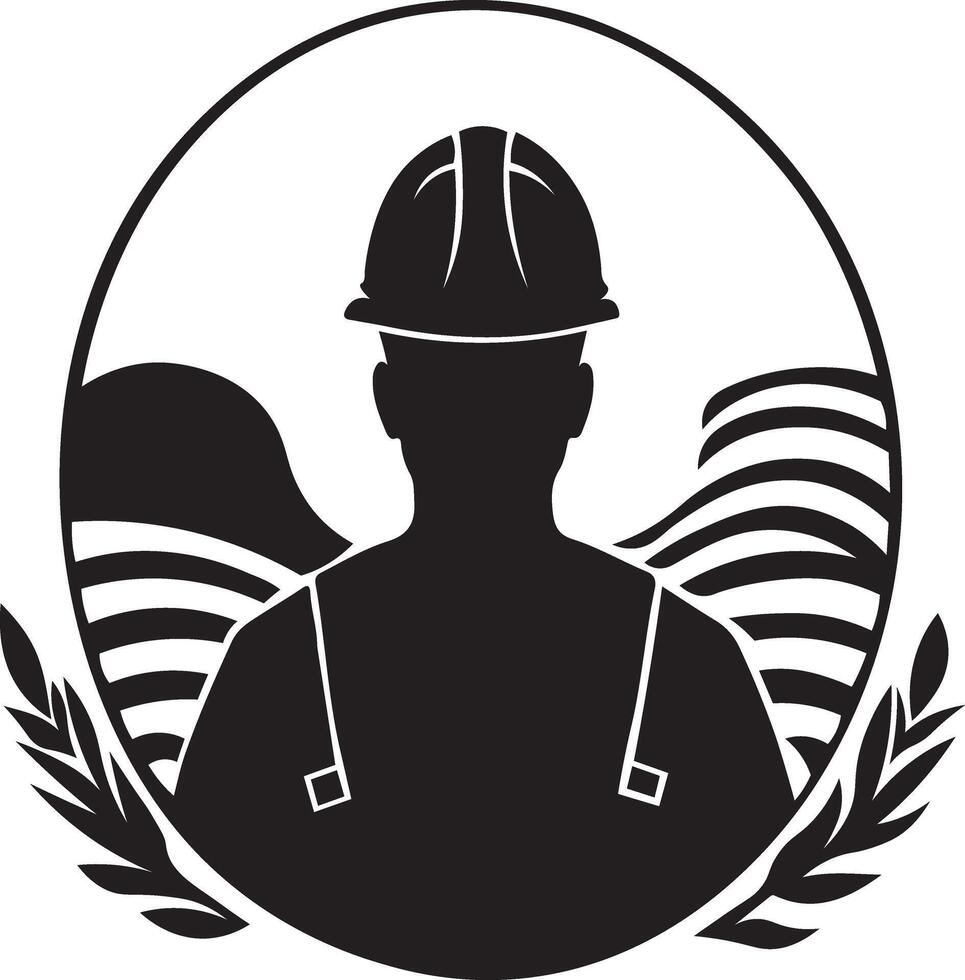 Labor Day Worker logo Design Silhouette Art Illustration on a White Background vector