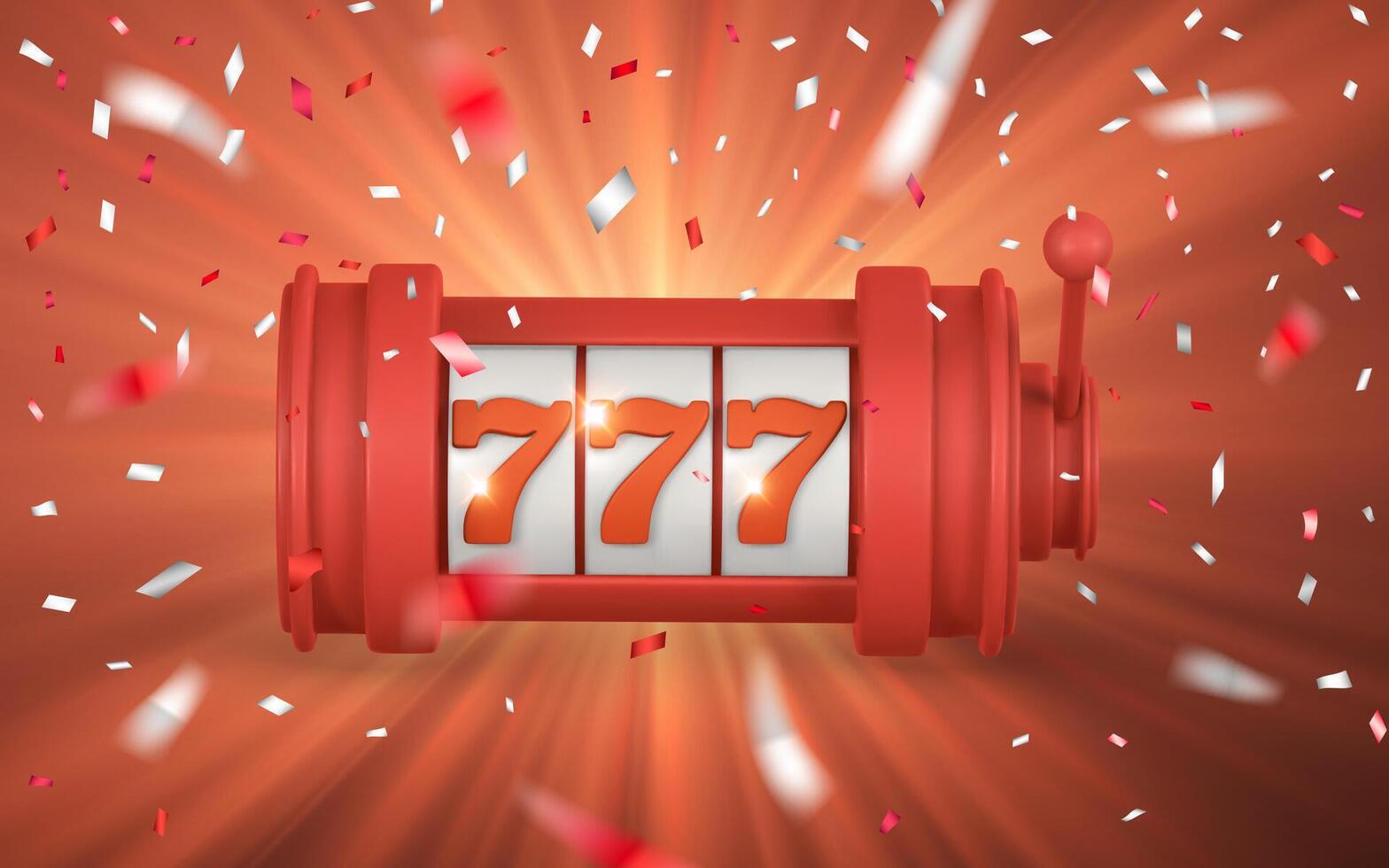 Slot machine with confetti. Gambling concept. illustration vector