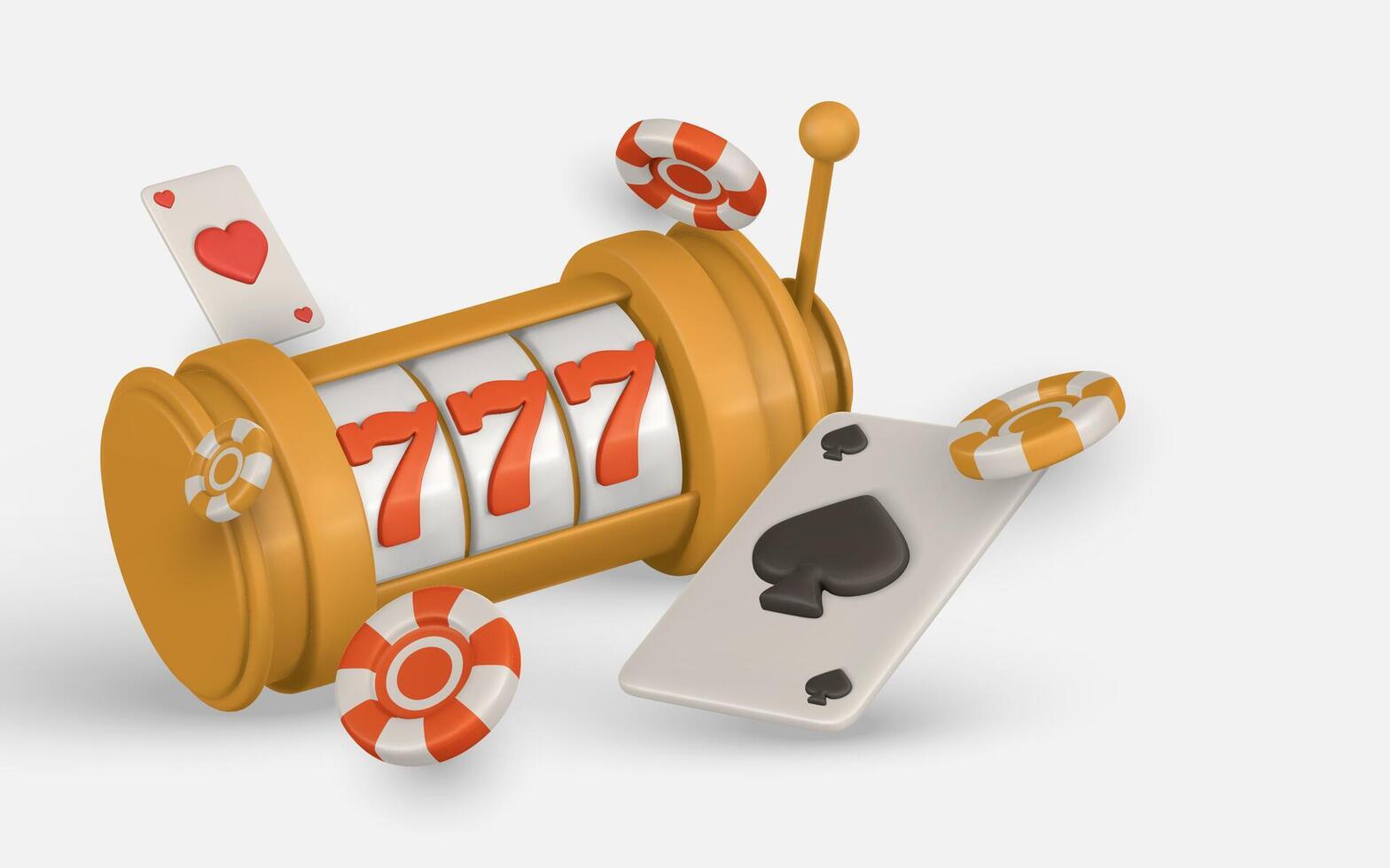 3d casino game concept Slot machine, playing cards, poker chips. Gambling concept. illustration vector