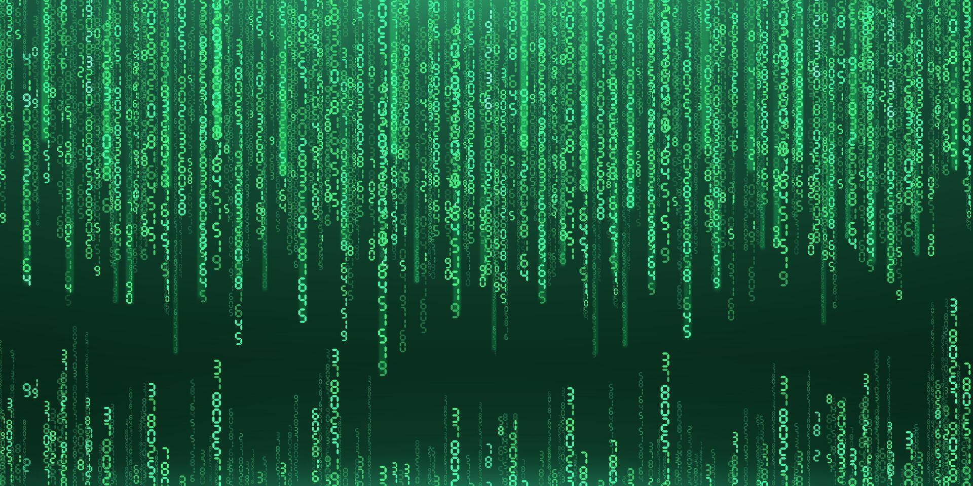 Abstract falling digits. Digital data technology concept. Green futuristic cyberspace. illustration vector